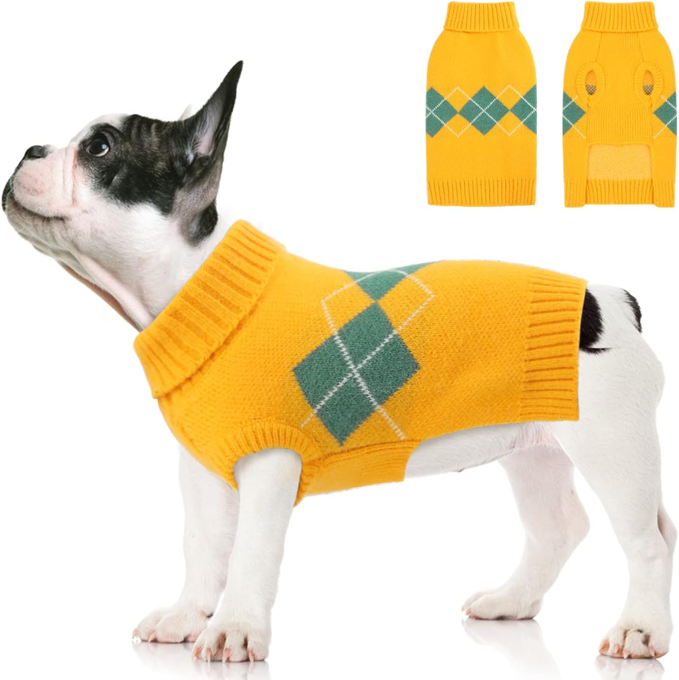 Suéter para perros pequeños, suéter para mascotas, suéter de Navidad para perros, suéteres para mascotas, ropa para perros pequeños y medianos, amarillo, L