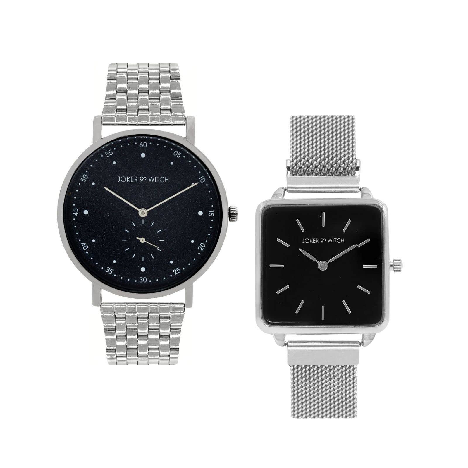Joker & Witch Stainless Steel Xena & Gabrielle Couple Analogue Watches, Black Dial, Silver Band (B0BVB5M9CK) Amazon Price History, Amazon Price Tracker