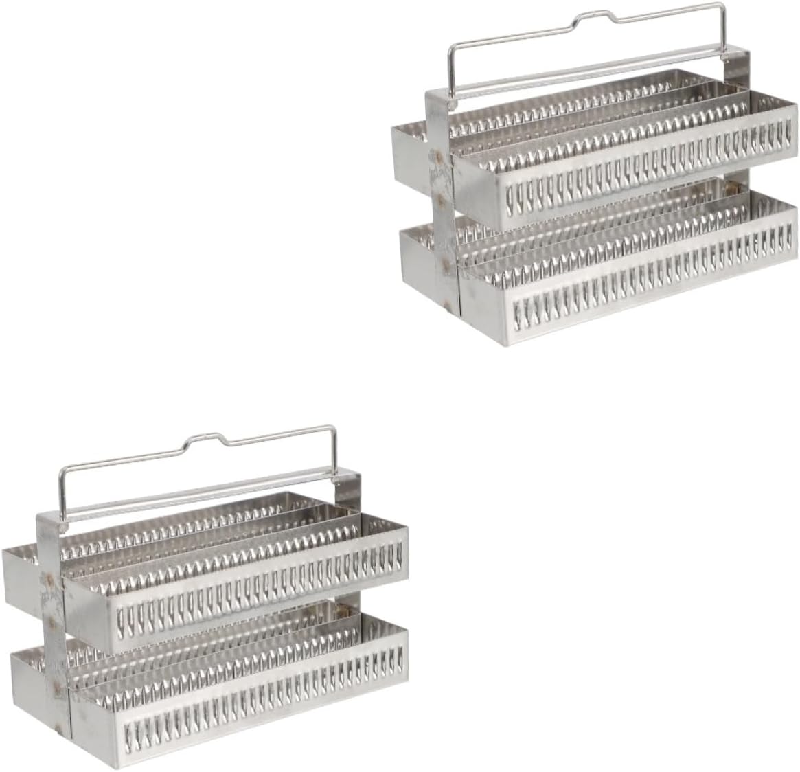 Garneck 2pcs Stainless Steel Slides Rack Microscope Storage Glass Slide Holder Staining Rack Lab Accessory