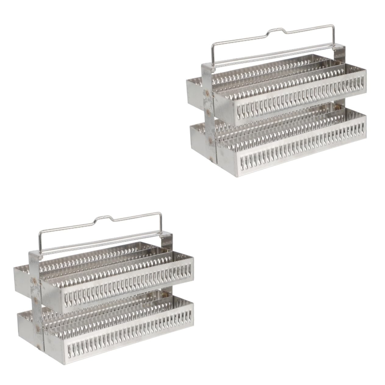 Garneck 2pcs Slide Drainer Microscope Slide Storage Microscope Holder Tool Tray Staining Slide Rack Slides for Microscope Stainless Slide Rack Microscope Accessories Silver Stainless Steel