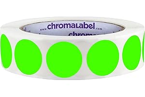 ChromaLabel Fluorescent Green High Visibility Round Inventory Stickers