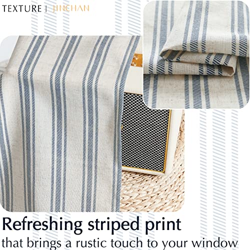 jinchan-Striped-Linen-Valance-Curtain-Blackout-Kitchen-Valance-for-Windows-Double-Layer-Valance-for-Living-Room-18-Inch-Striped-Print-Farmhouse-Window-Valance-Overlay-Valance-1-Panel-Blue-on-Beige jinchan Striped Linen Valance Curtain Blackout Kitchen Valance for Windows Double Layer Valance for Living Room 18 Inch Striped Print Farmhouse Window Valance Overlay Valance 1 Panel Blue on Beige