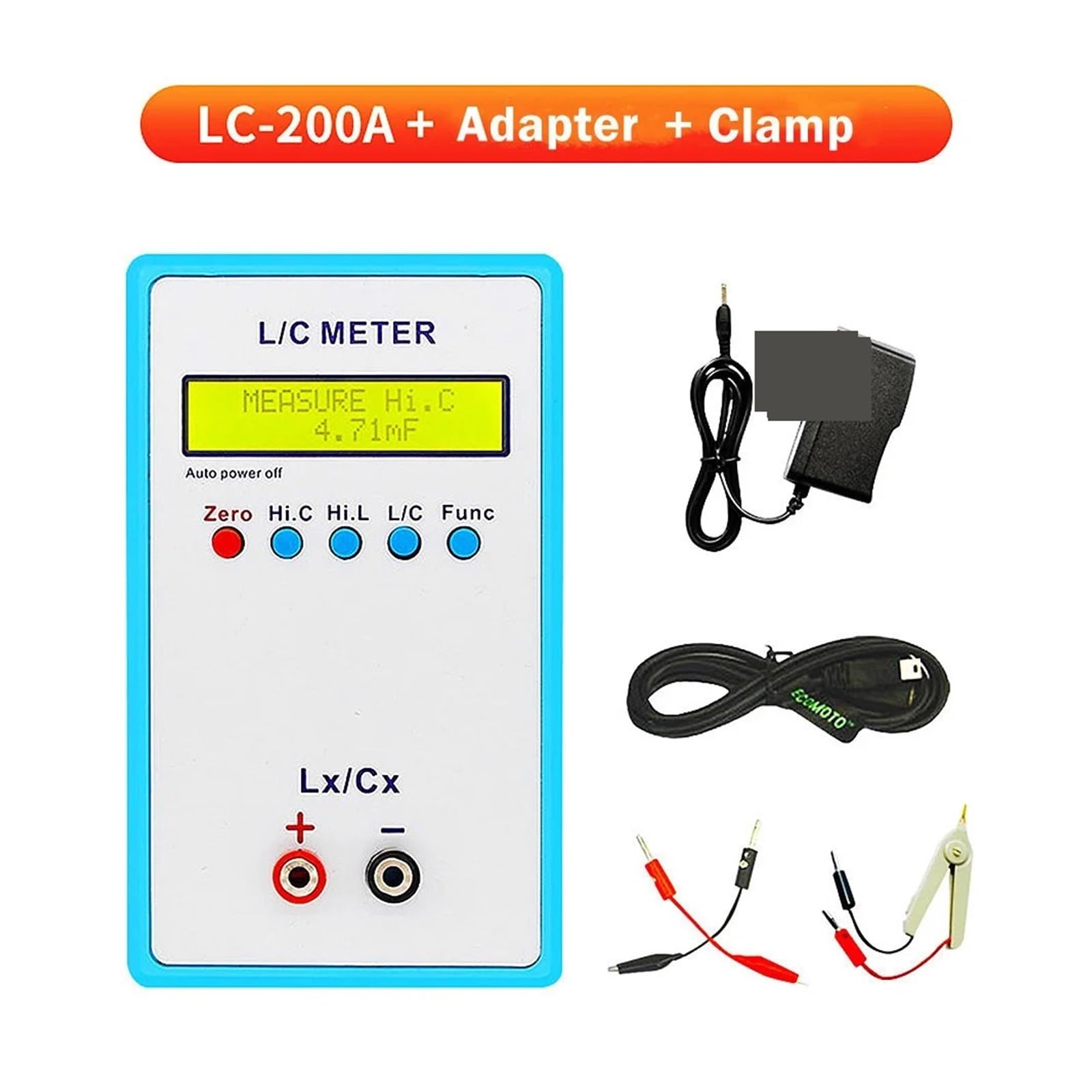 Medidor LCR, Medidor de capacitancia e inductancia portátil LC200A Puente digital Pantalla LCD retroiluminada LCR Probador