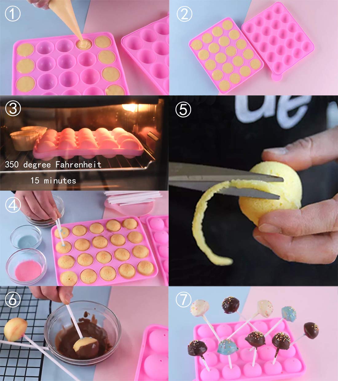 20 wgłębień silikonowa taca Pop Stick Mould- Lollipop Party Cupcake Foremki, bez BPA