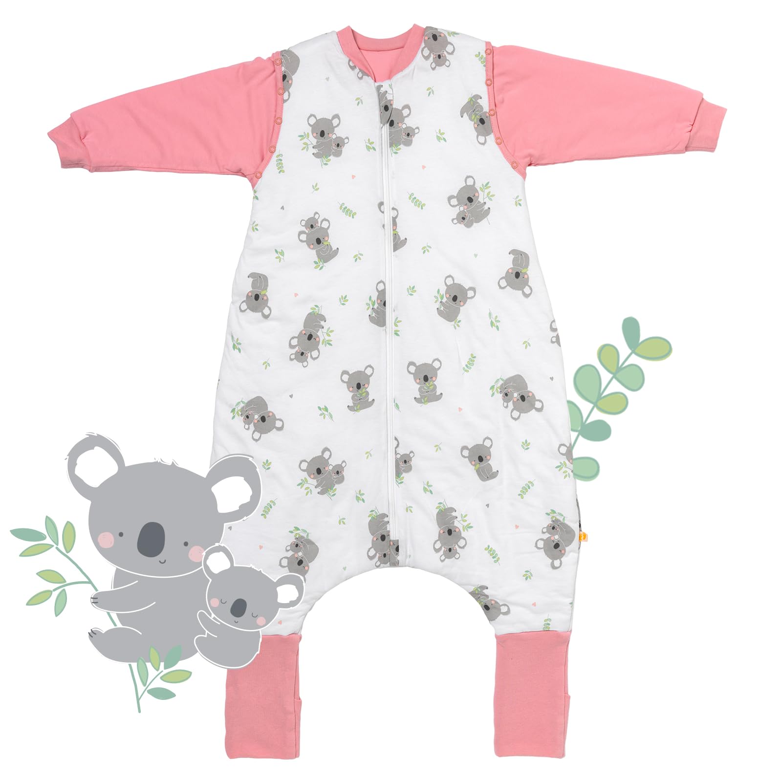 schlummersack Slumbersac Sacco nanna con piedini bambini 2.5 Tog 110 cm Koala I Sacco nanna con gambe per dimensione del corpo 110-120 cm | Sacco nanna maniche rimovibili