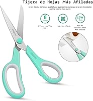 Vista 4 de Tijeras, iBayam de 20,3 cm para todo uso, paquete de 3 unidades, tijeras ultra afiladas con hoja de 2,5 mm de grosor, mango de agarre cómodo