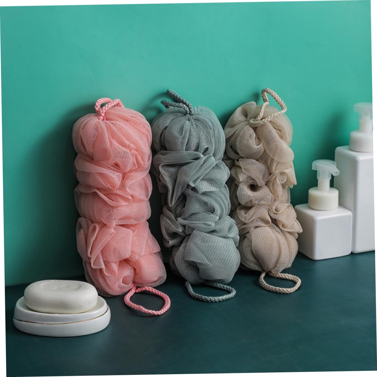 Didiseaon 3Pcs Exfoliating Shower Scrubbers Long Strip Back Loofah Body Scrubbers for Deep Cleaning and Foaming for Men and Women Bath Present