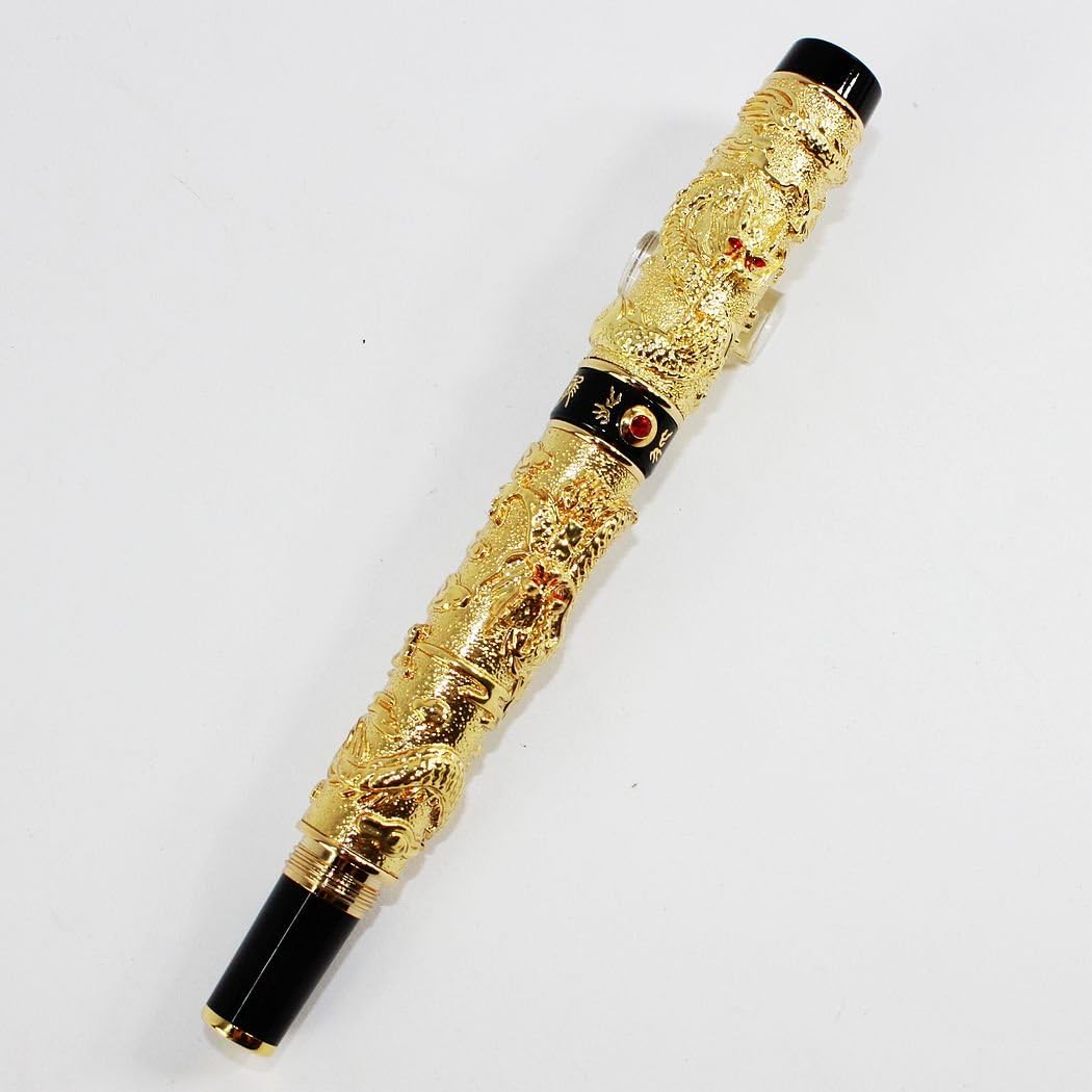 Gullor Golden Double Dragon Rollerball Pen with Black
