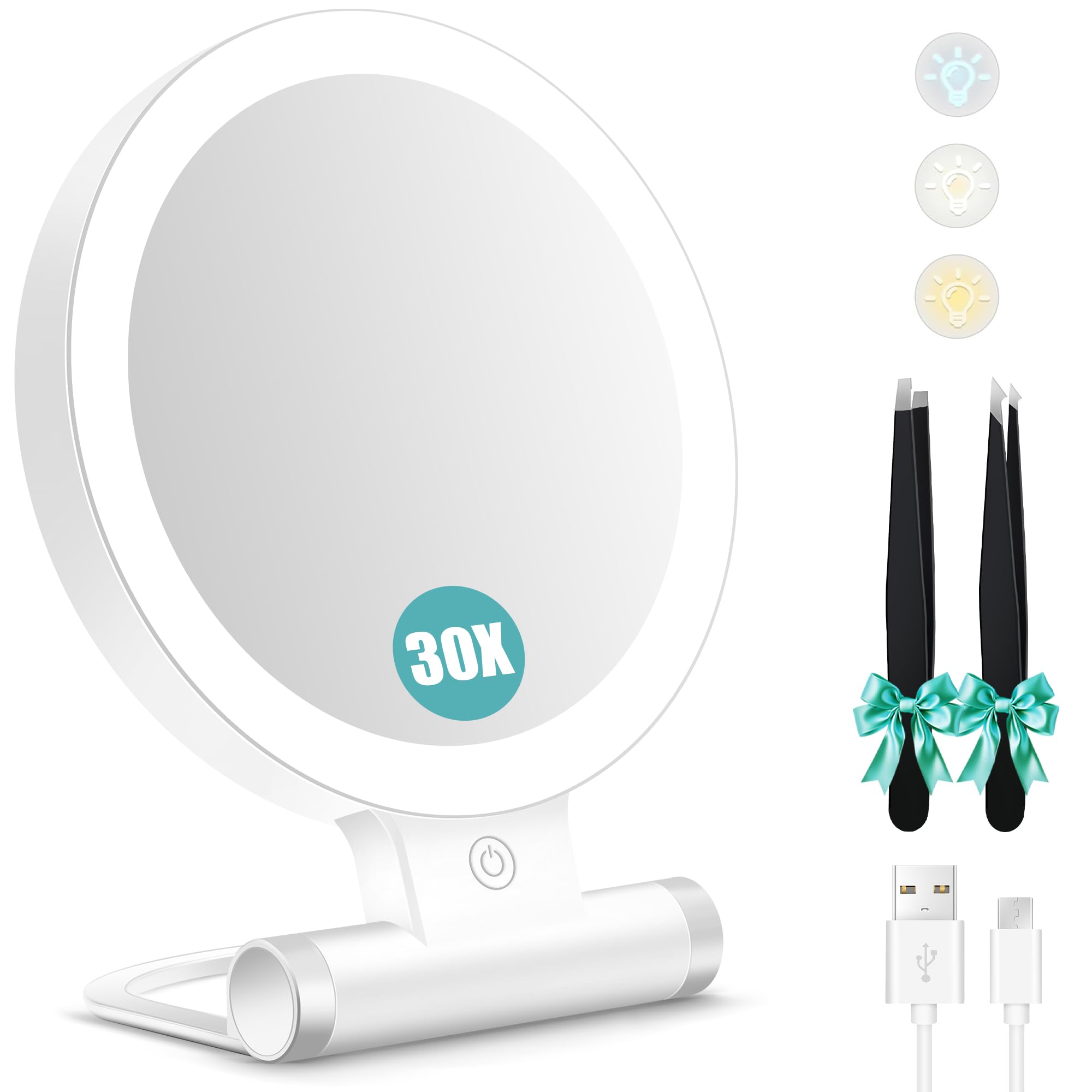 B Beauty Planet Miroir grossissant Double Face 1X/30X avec lumière