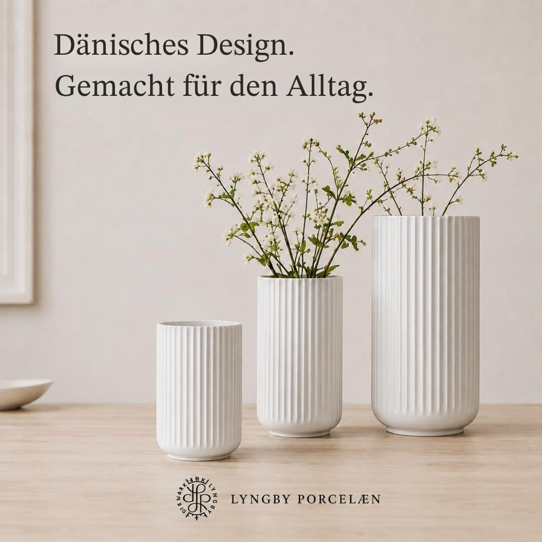 Lyngby Porcelæn Vase H20.5 cm Lyngby Designklassiker Zeitloses Design, Weiss