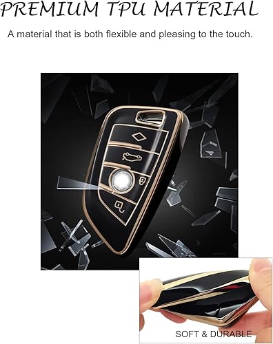 Miniatura 9 de Homaupt Funda para llavero BMW compatible con BMW 2 5 6 7 Series X1 X2 X3 X5 X6, funda de protección de llaves de TPU suave con anillo brillante