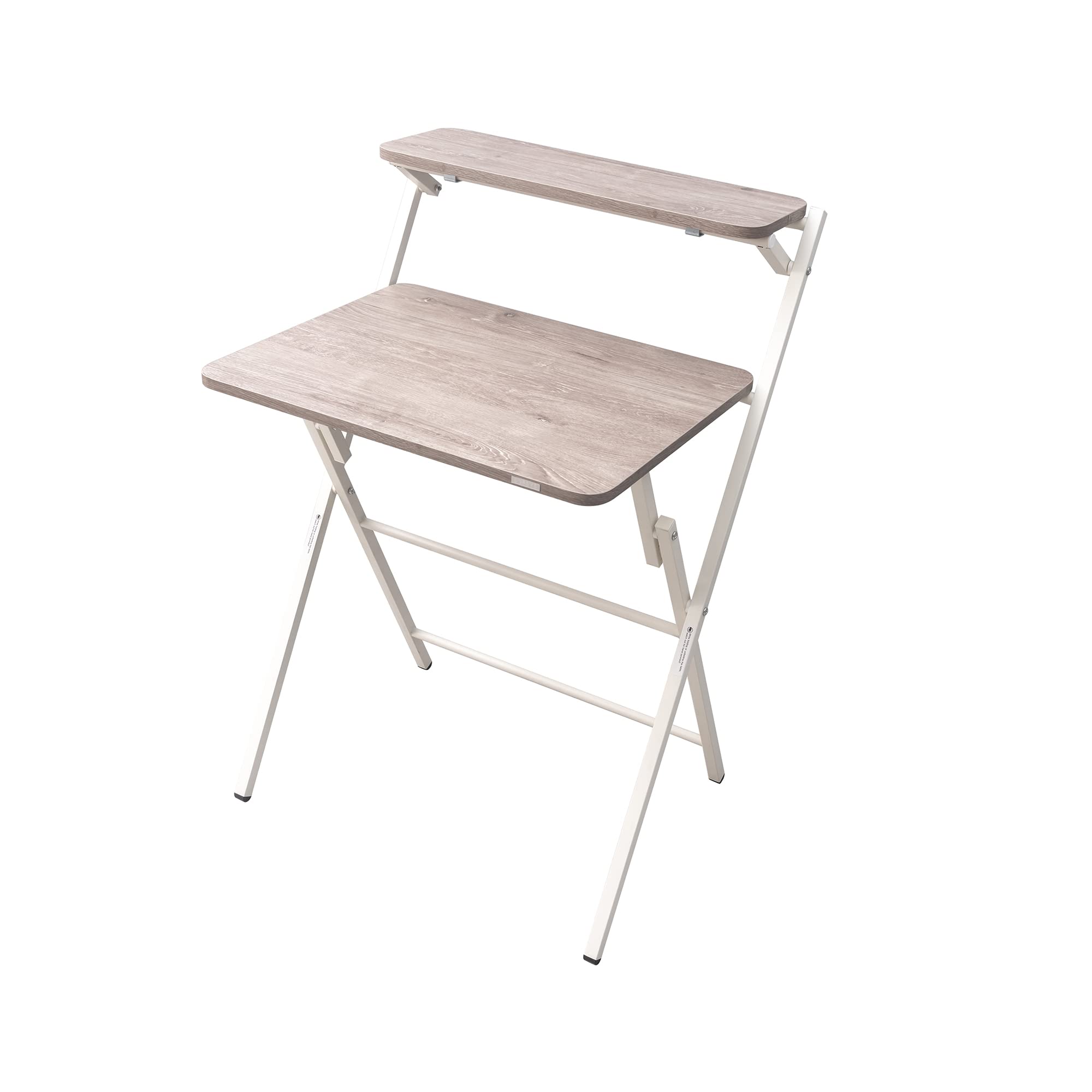 SOFSYS Modern Folding Desk for Small Space, Computer Gaming, Writing, Student and Home Office Organization, Industrial Metal Frame with Premium Desktop Surfaces, Gray/White