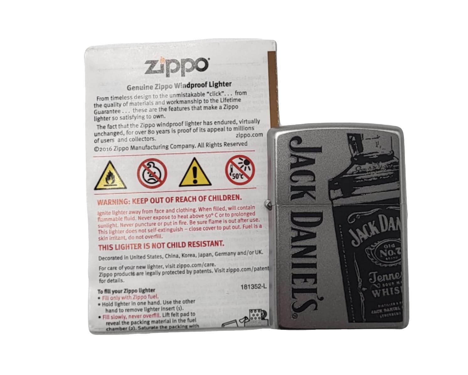 Accendino Zippo In Ottone, Modello 29123, Ricaricabile, Antivento, Made In USA