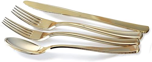 Miniatura 6 de Ocassions - Vajilla de 50-150-200 piezas para 25 invitados, color dorado