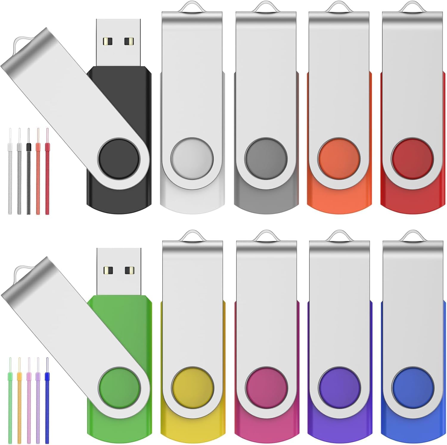 32GB Chiavetta USB 10 Pezzi Pen Drive Multicolore - Portatile Penna USB 32 Giga PenDrive Leggero Pennette USB 2.0 Unità Flash -FEBNISCTE Chiave USB 32 GB Chiavette Pennina per Backup Foto Files Dati