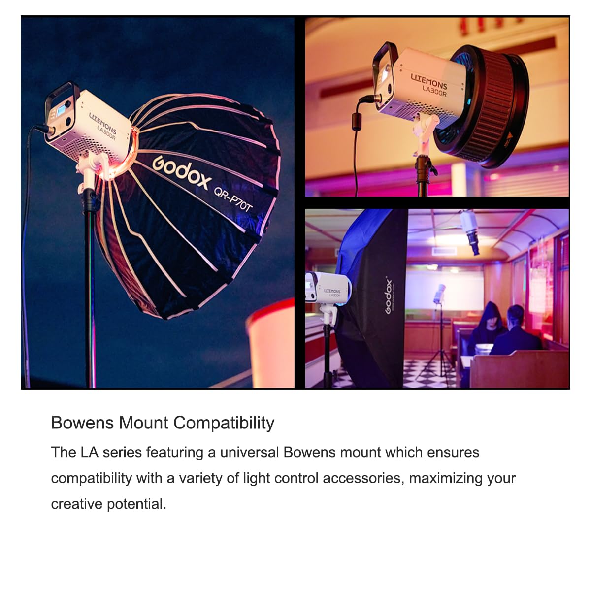 Godox Litemons LA200R RGB COB LED Video Light,1800-10,000K CCT CRI 95+ TLCI 94+, 14 Lighting Effects,Bowens Mount, with G/M Adjustment,Onboard & App Control, NFC Connection,for Live Streaming