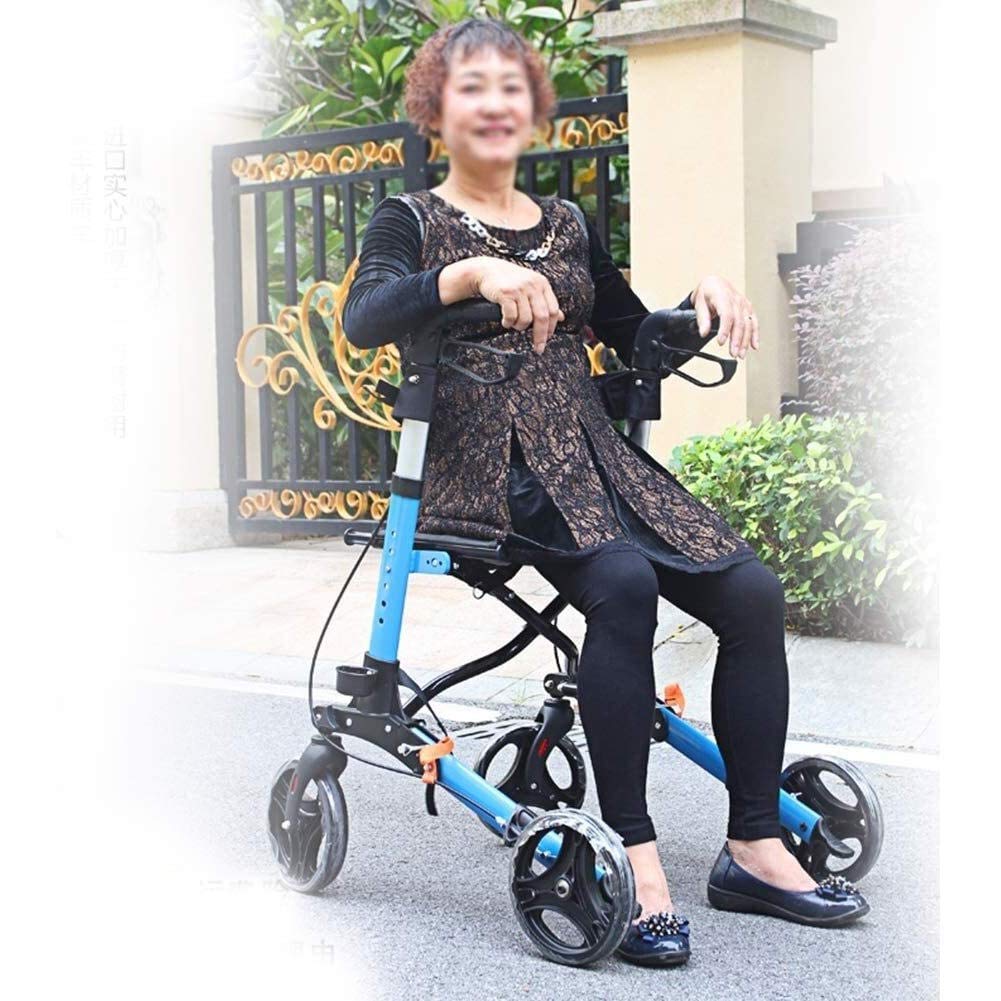 Deambulatore deambulatore in alluminio, leggero, pieghevole, con sedile e ruote, supporto per anziani e disabili