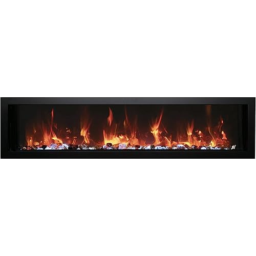 Amantii Panorama Indoor/Outdoor Extra Slim Built in Electric Fireplace (BI-40-XTRASLIM), 40-Inch
