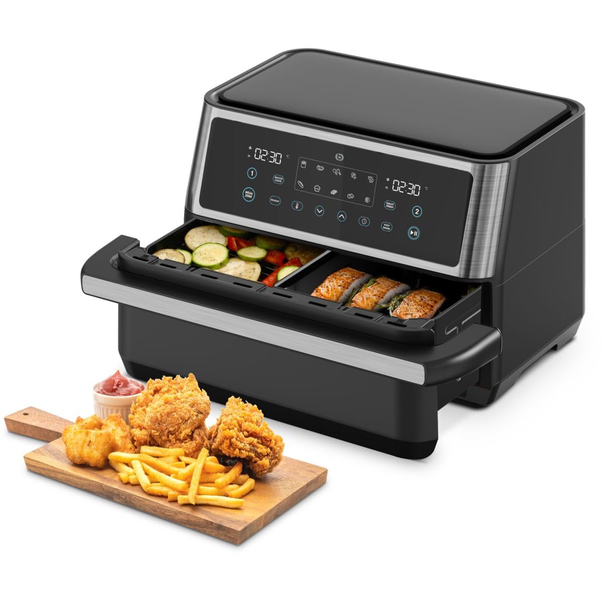 Friteuse sans huile ESSENTIELB EAF5,Noir, Flex Megazone XXL 11L