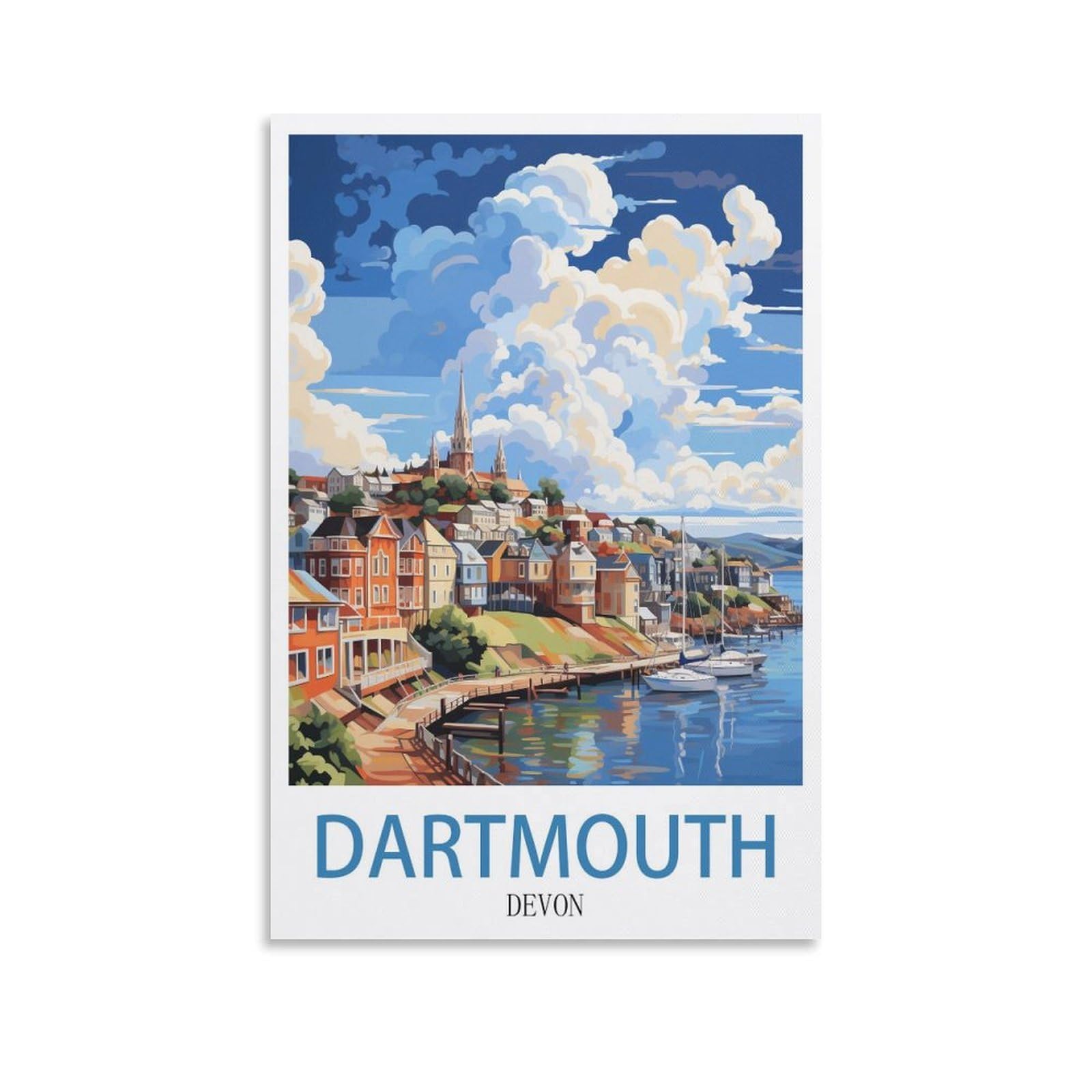 Dartmouth Devon Vintage Travel Poster Coast 08x12inch(20x30cm) Print Home Bedroom Office Living Room Decor Canvas
