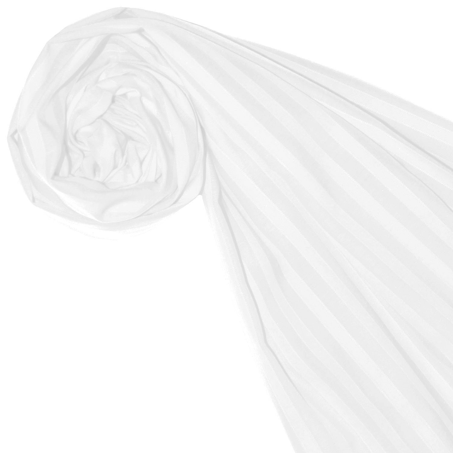 LORENZO CANA Herrenschal aus feinster Baumwolle mit Seide aufwändig jacquardgewebte dezente Webstreifen Naturfaser Schaltuch Tuch weiss 55 cm x 180 cm - 8922811