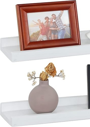 Miniatura 8 de Estantes flotantes largos de 36 pulgadas, juego de 4, estantes de madera para pared con repisa, marcos de fotos, estantes de exhibición montados en