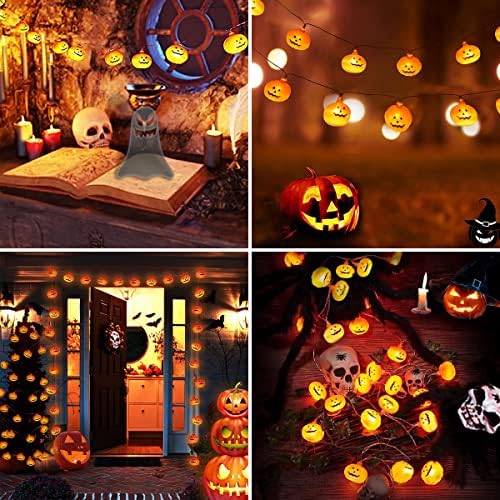 LPSSX Halloween Pumpkin String Lights, Halloween Decoration Lights, Battery powered 20 LEDs 3 Meters, Jack-O-Lantern for Halloween Party Decorations, Orange, S (CHI-030)