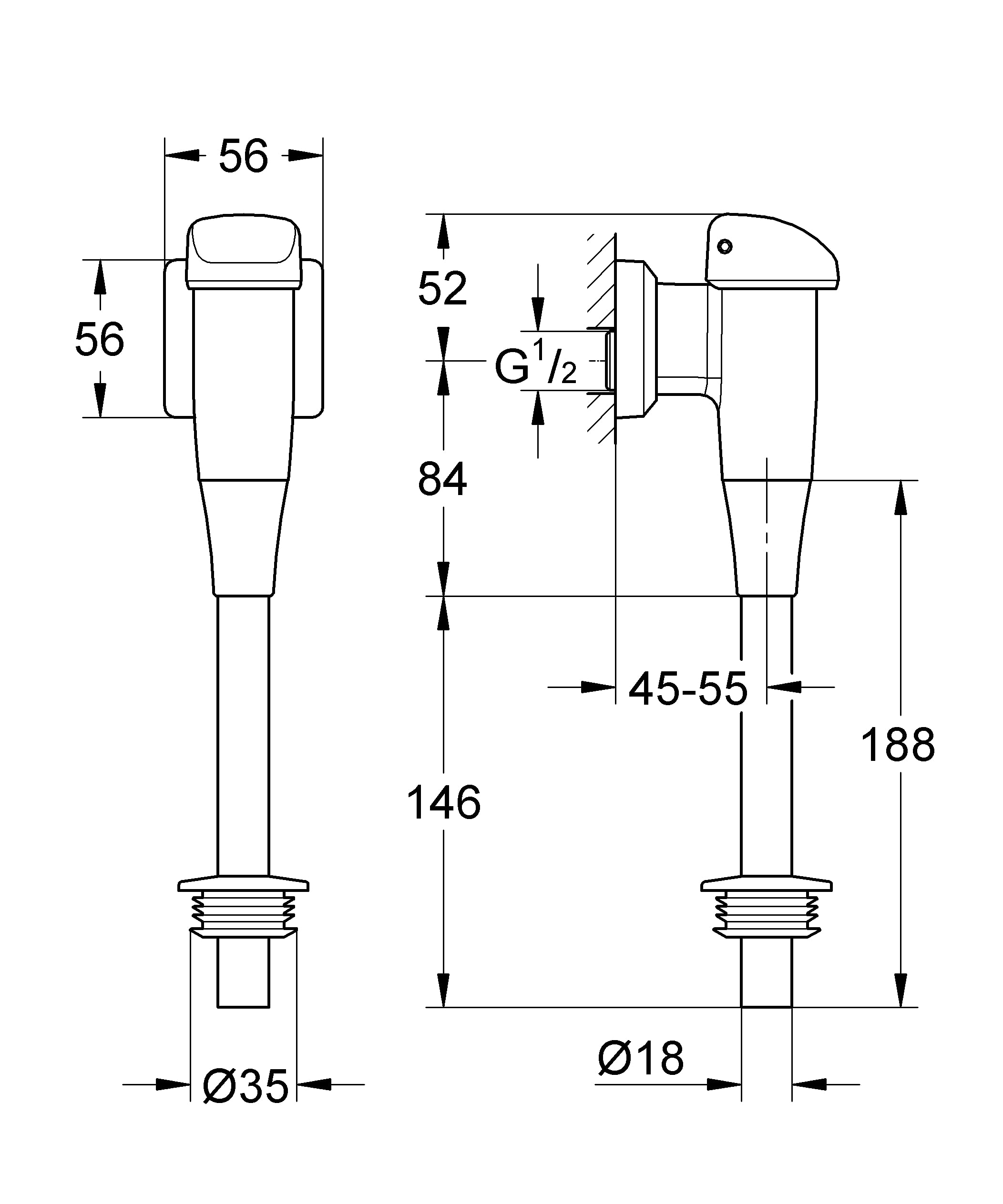GROHE Urinal Spülventil Chrom 37437000
