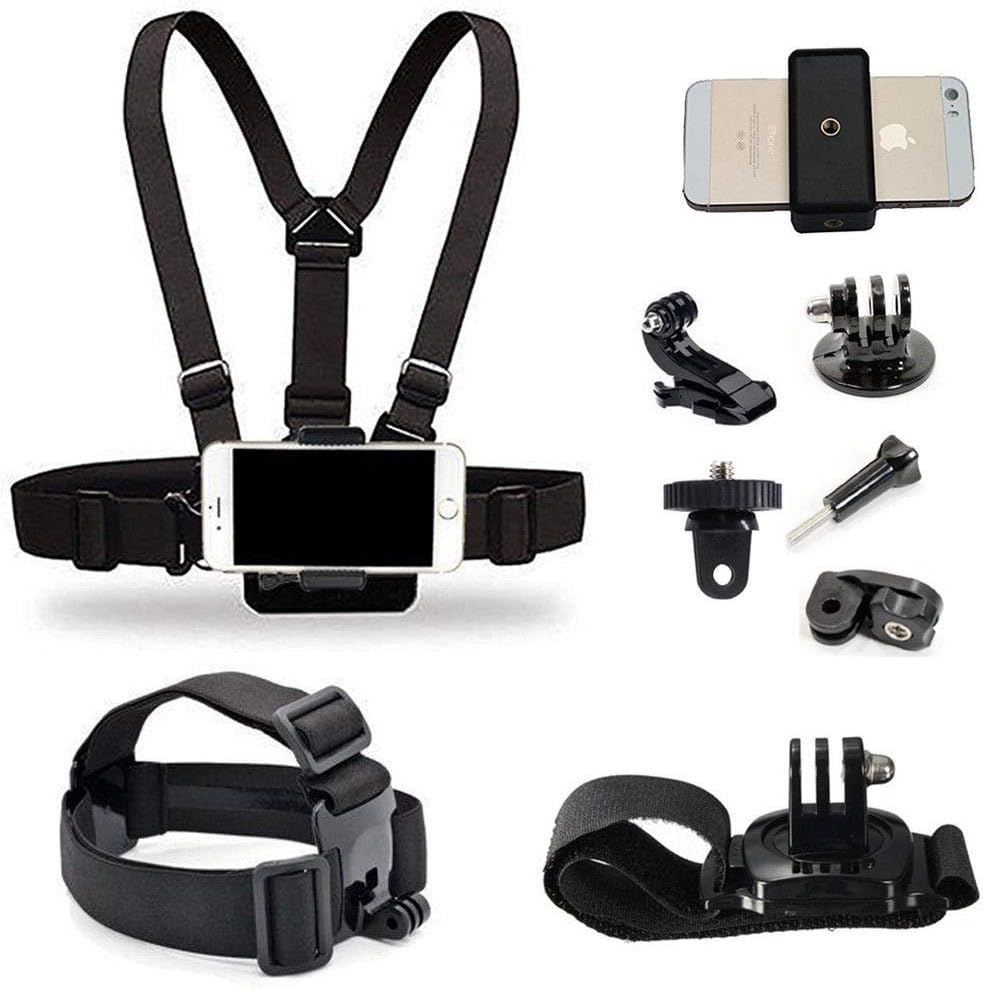 Supkeyer Cellphone Selfie Chest + Head + Wrist Mount + Clip for Gopro Hero 12 11 10 9 / DJI InSta360 Sony Action Cam/for iPhone 17 16 15 14 13 12 Pro Max Air