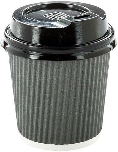 Vista 361 de Vasos de café de papel aislado de pared corrugada, 8 oz, Anaranjado