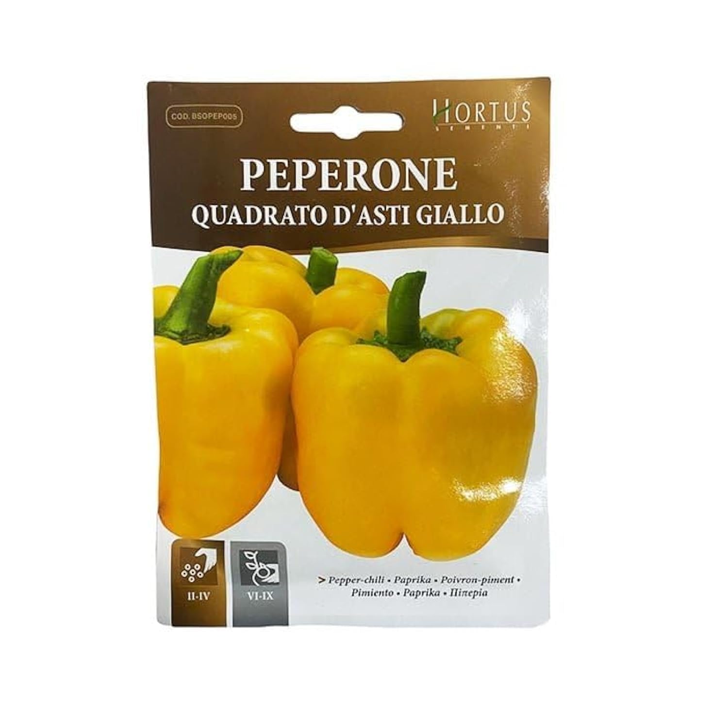 Spring Rose Souq Yellow Bell Pepper Seeds - Premium Quality, Non-GMO, Sweet & Crisp Peppers for Home Gardens, High Yield, Easy to Grow - Made in Italy