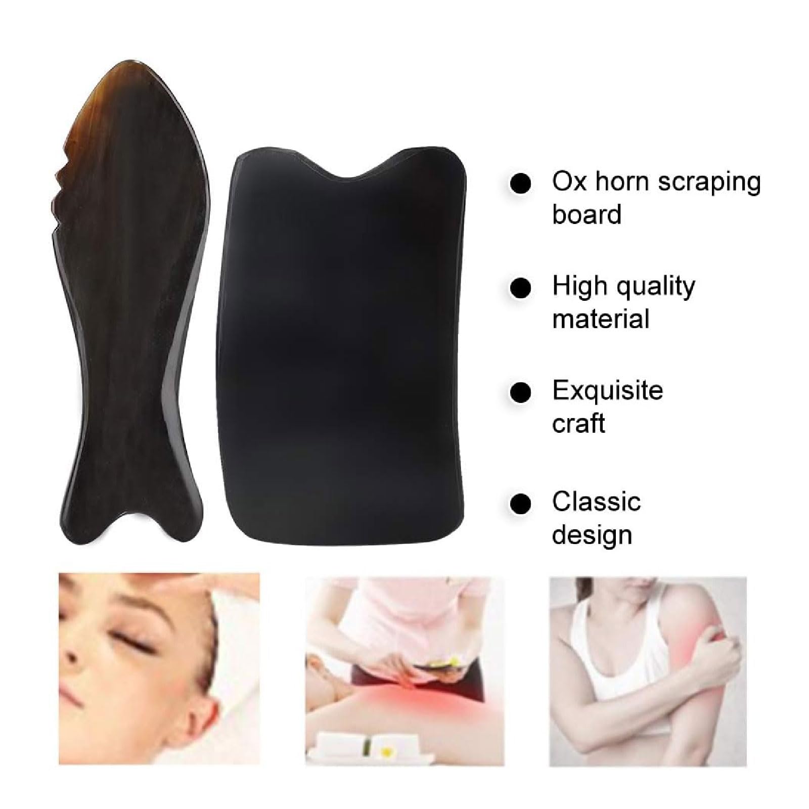 esmen Massagesteine 2PCS Gua Sha Brett Tragbares Ox Horn Schabebrett Gesichtsschabbrett Nackenmassage Muskelschmerzlinderung Gua Sha Werkzeug für Gesicht/Hals usw gua sha Stein
