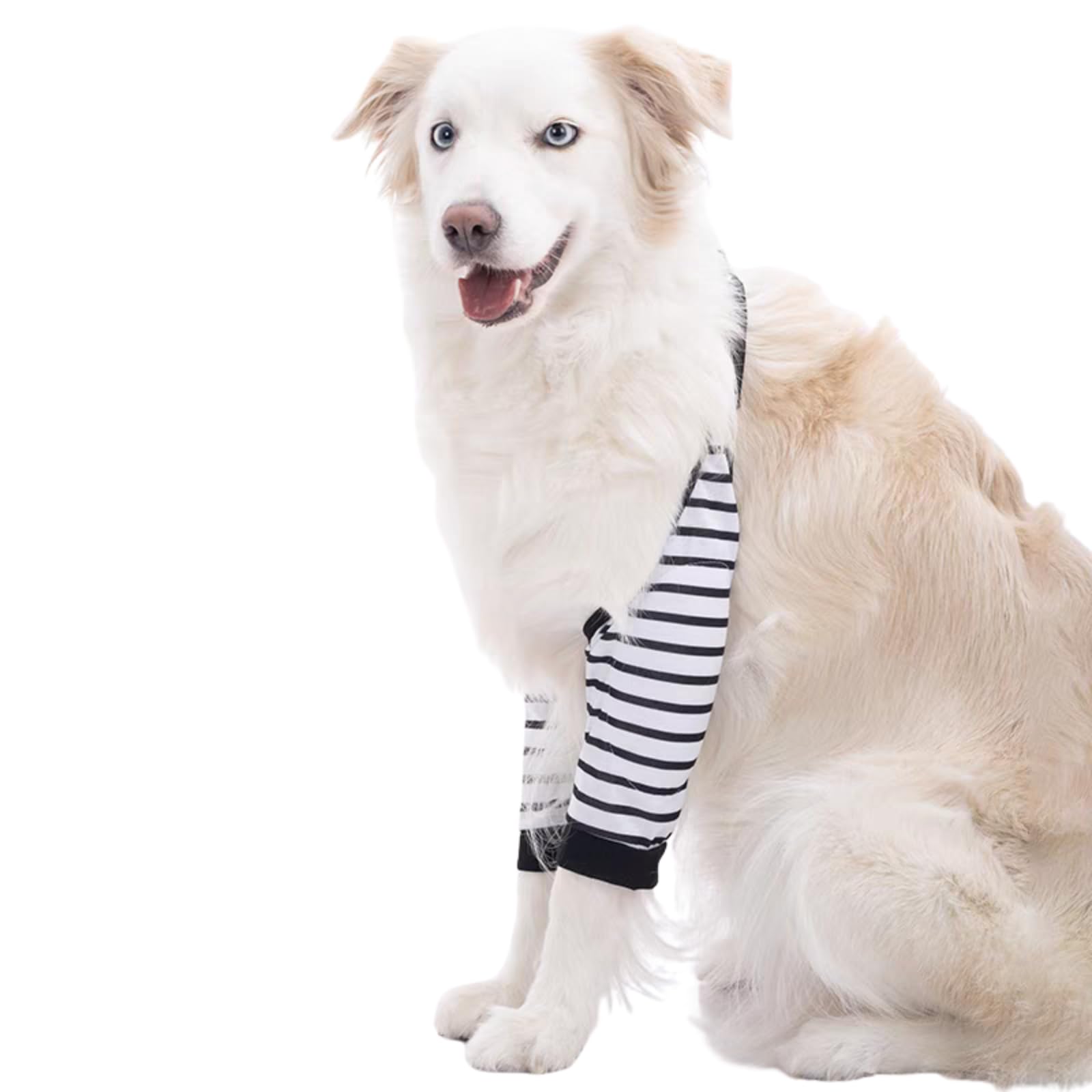HDKUW Dog Elbow Protector, Dog Front Leg Recovery Sleeve for Prevent Licking Wound, Elbow Sleeves with Mesh Pad for Medium Large Dogs Stripe XL