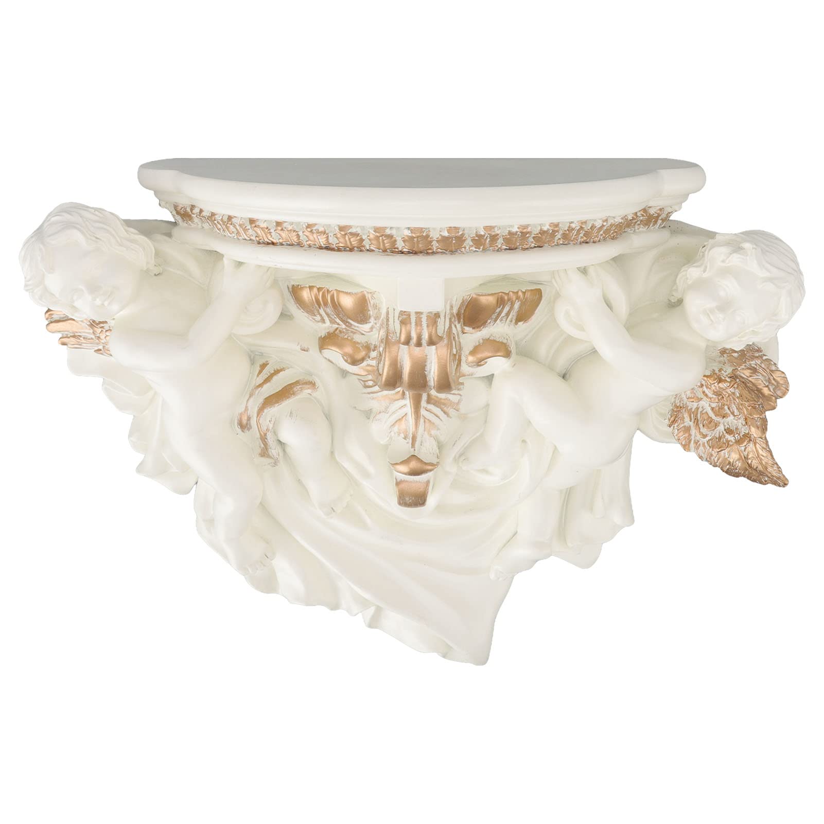 Pwshymi Beige Gold Decoration Rack ,Multipurpose Resin Angel Wall Shelf Exquisite Strong For Bedroom(Beige Gold)