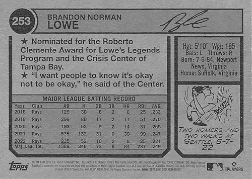 Miniatura 2 de 2023 Topps Heritage #253 Brandon Lowe