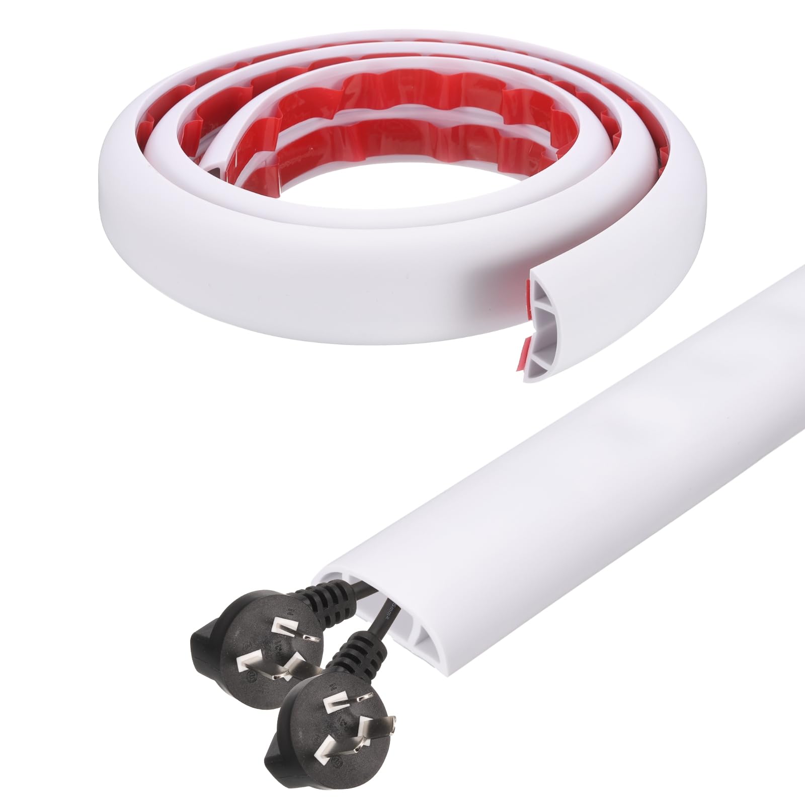 sourcing map 1,2 m Copertura per cavo da pavimento, larghezza 1,2 cm x altezza 0,83,8 cm, in PVC, per evitare viaggi di cavi, gestione cavi, bianco