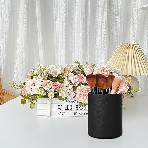 Miniatura 5 de Soporte para bolígrafo para escritorio, organizador de lápices, bonitos portavasos estéticos (negro, 3.94 x 3.15 x 3.15 pulgadas)