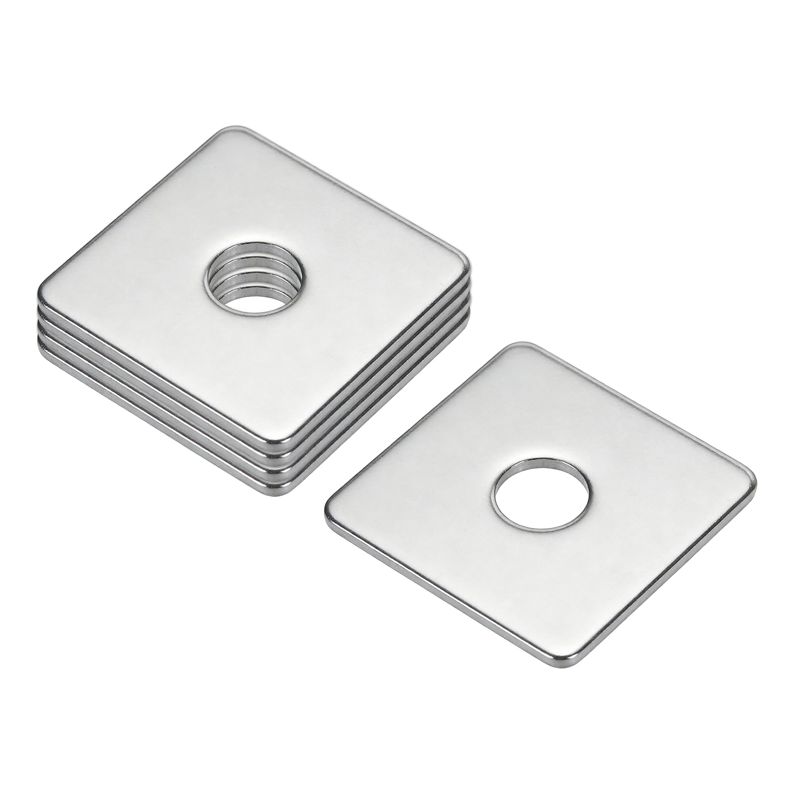 sourcing map Square Washer, 5Pcs M8x40x40x2mm 304 Stainless Steel Square Plate Washers Flat Pad Spacer Gasket for Hardware Fastener