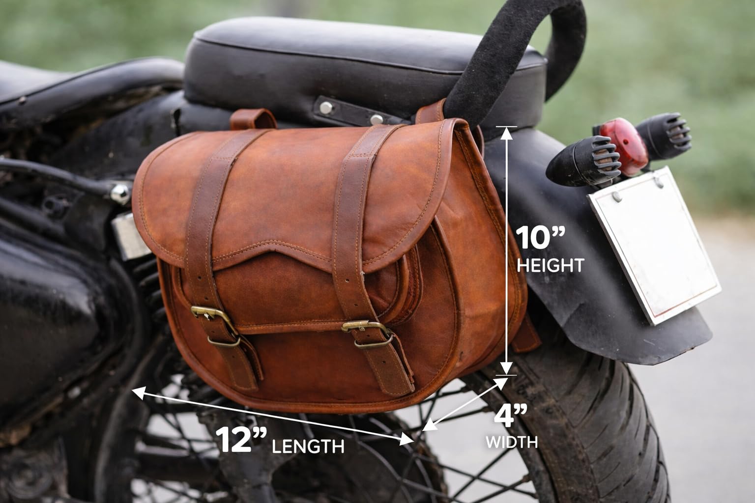 American Blue Bolsa Lateral De Piel Auténtica Para Motocicleta O Bicicleta – Cuero De Cabra Artesanal