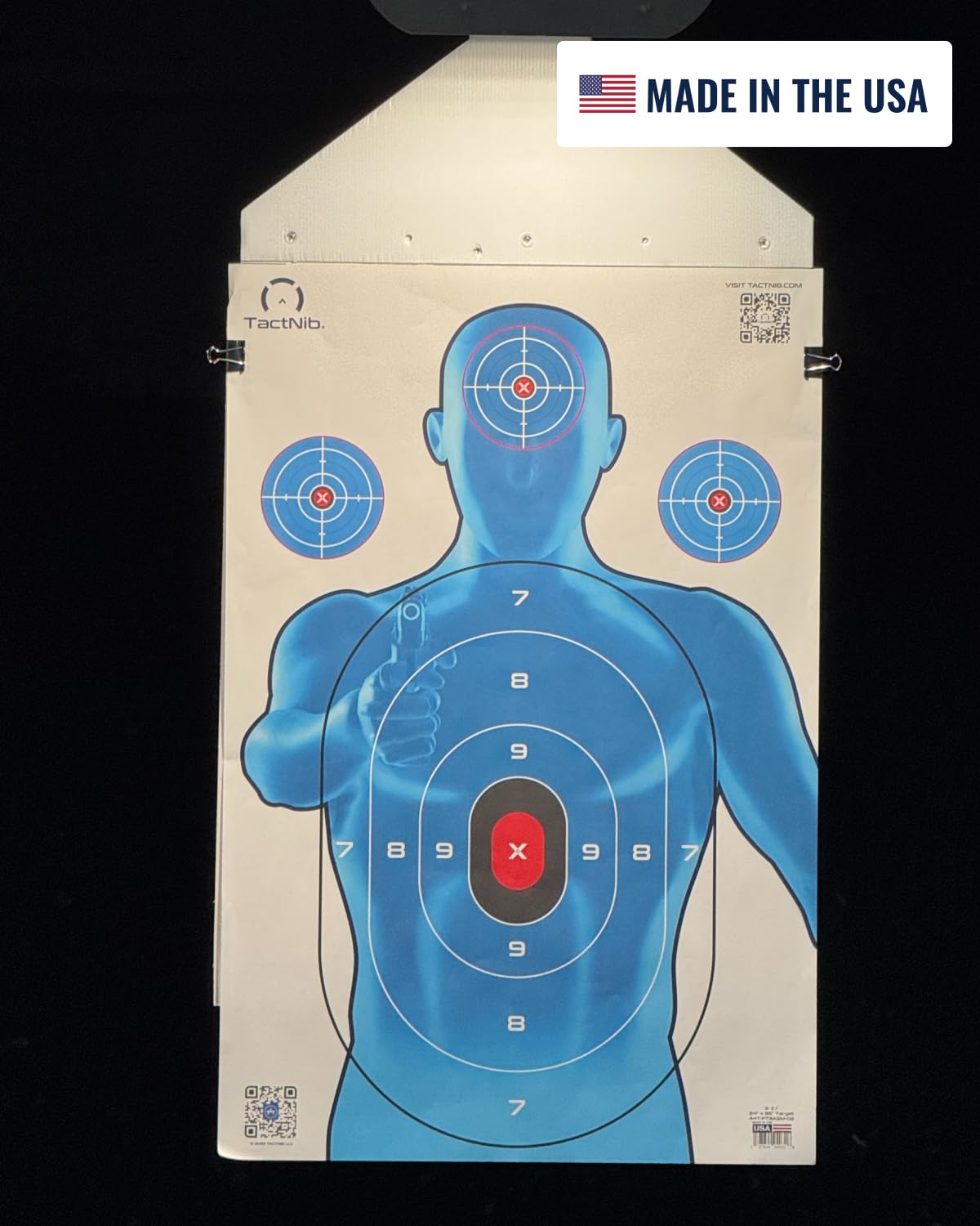 TactNib - Full-Size Silhouette Paper Targets - 24 x 36 inch - Made in USA - 25 Pack Folded - PN P03G02-025F - Free Mobile App