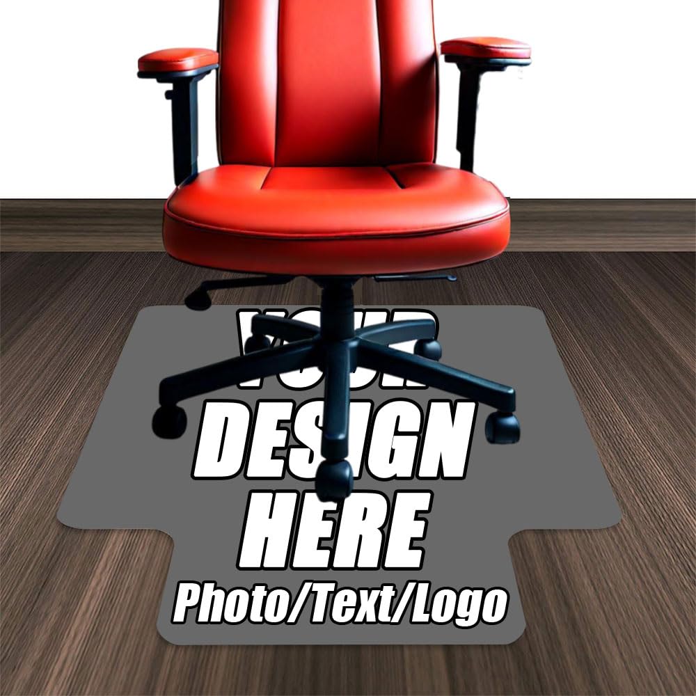 Custom-Made Office Desk Chair Mat Rectangular with Lip Office Chair Mat with Non-Slip Bottom Easy to Glide, Custom Desk Floor Mat for Hard Floor