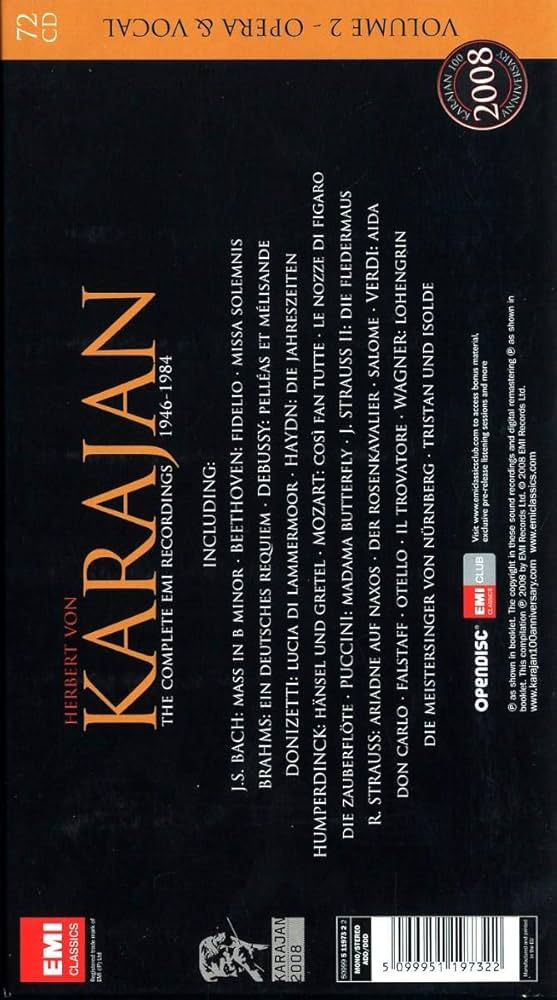 カラヤン　コンプリートレコーディング　88CD EMI録音　1946-1984 Volume 2 1946-1984: Opera and Vocal-The Complete EMI