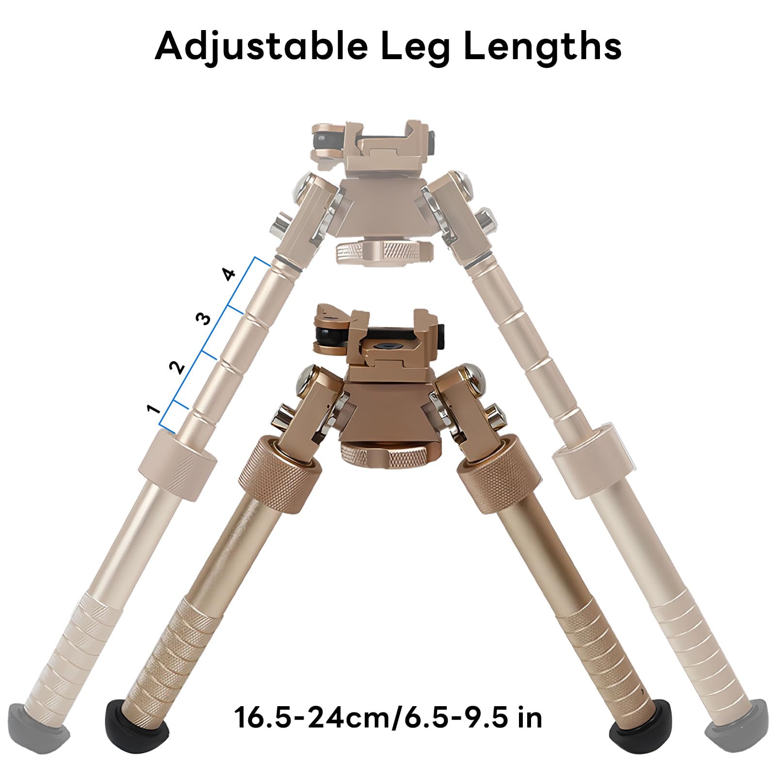 Bípode V8, Bípode Ajustable con Rotación de 360 Grados, Bípode de Liberación Rápida con Riel Picatinny, 6,5 Pulgadas a 9,5 Pulgadas Ajustables Bipode, CNC QD, para Apoyo de Rifle (Negro)