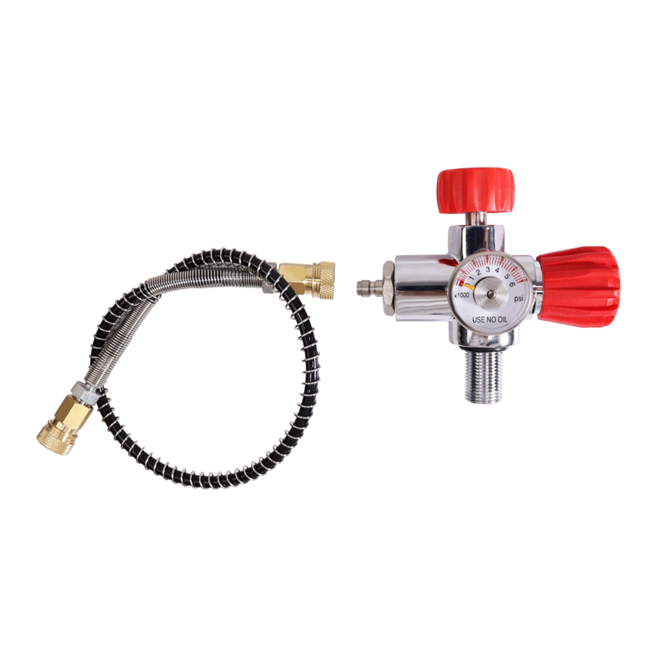 TUXING Upgrade DIN Valve Scuba Adapter, Paintball Fill Station for HPA Tank with High Pressure Gauge 6000 psi PCP Paintball Filling Air Hose (M18*1.5)