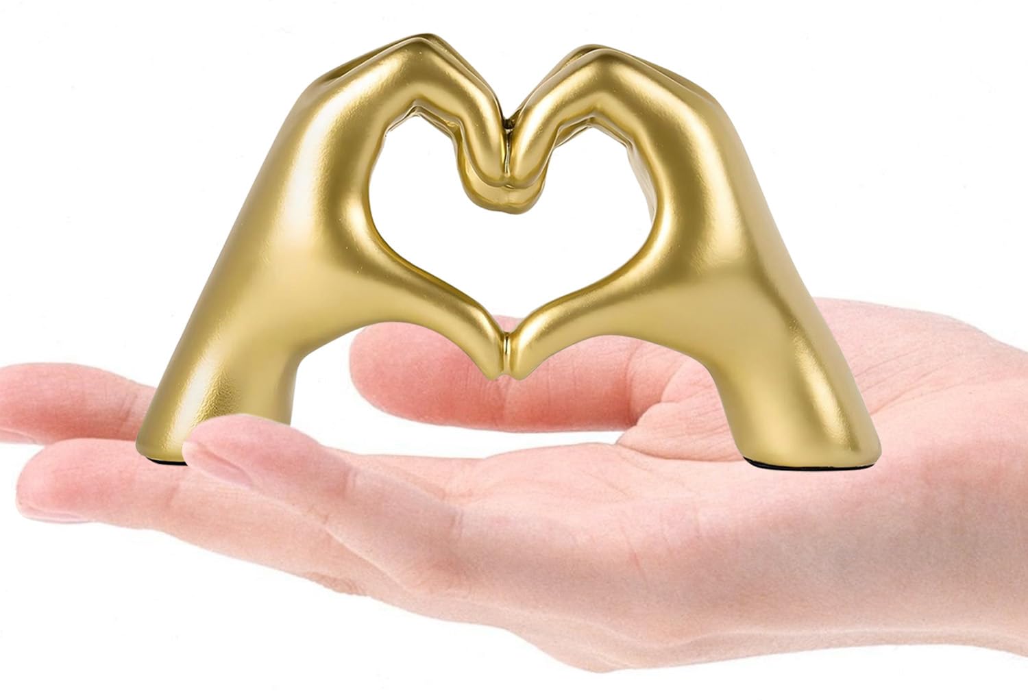 KIDHABE Gold Decor Heart Hands Sculpture for Living Room Bedroom Bookshelf Mantle Desk Decoration, Modern Home Decor Aesthetic for Wedding Anniversary Mother Decorations (10.5cm)