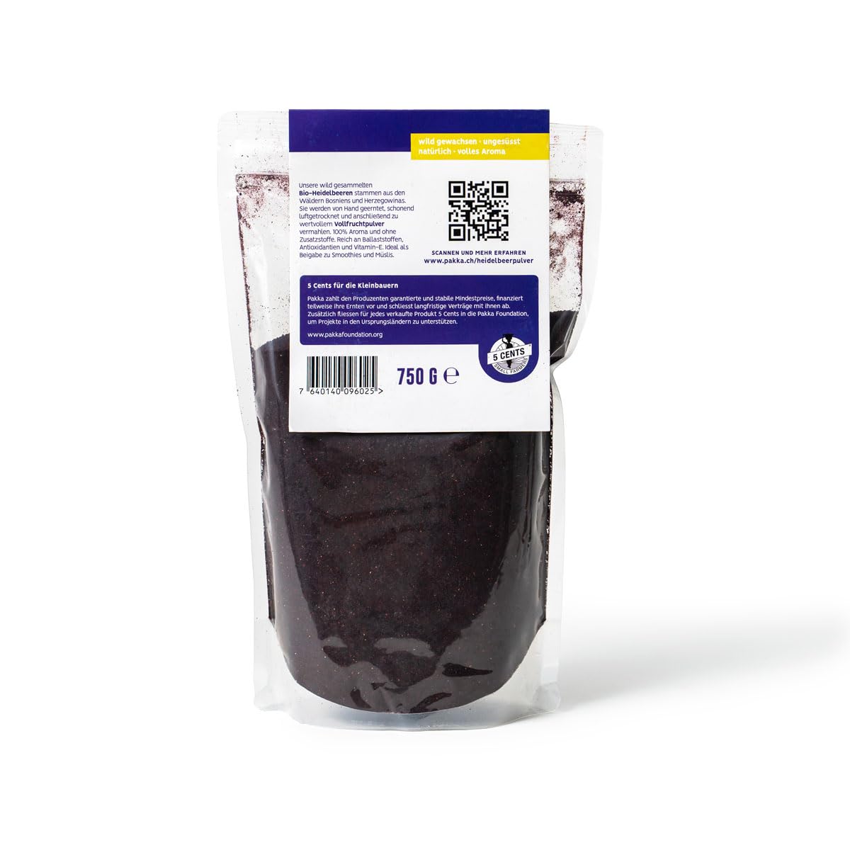 AKKA – Poudre de myrtilles bio, naturelle et non traitée, crue, douce et friable, sans soufre ajouté, issue de petits producteurs des Balkans, végétalienne (750 g)