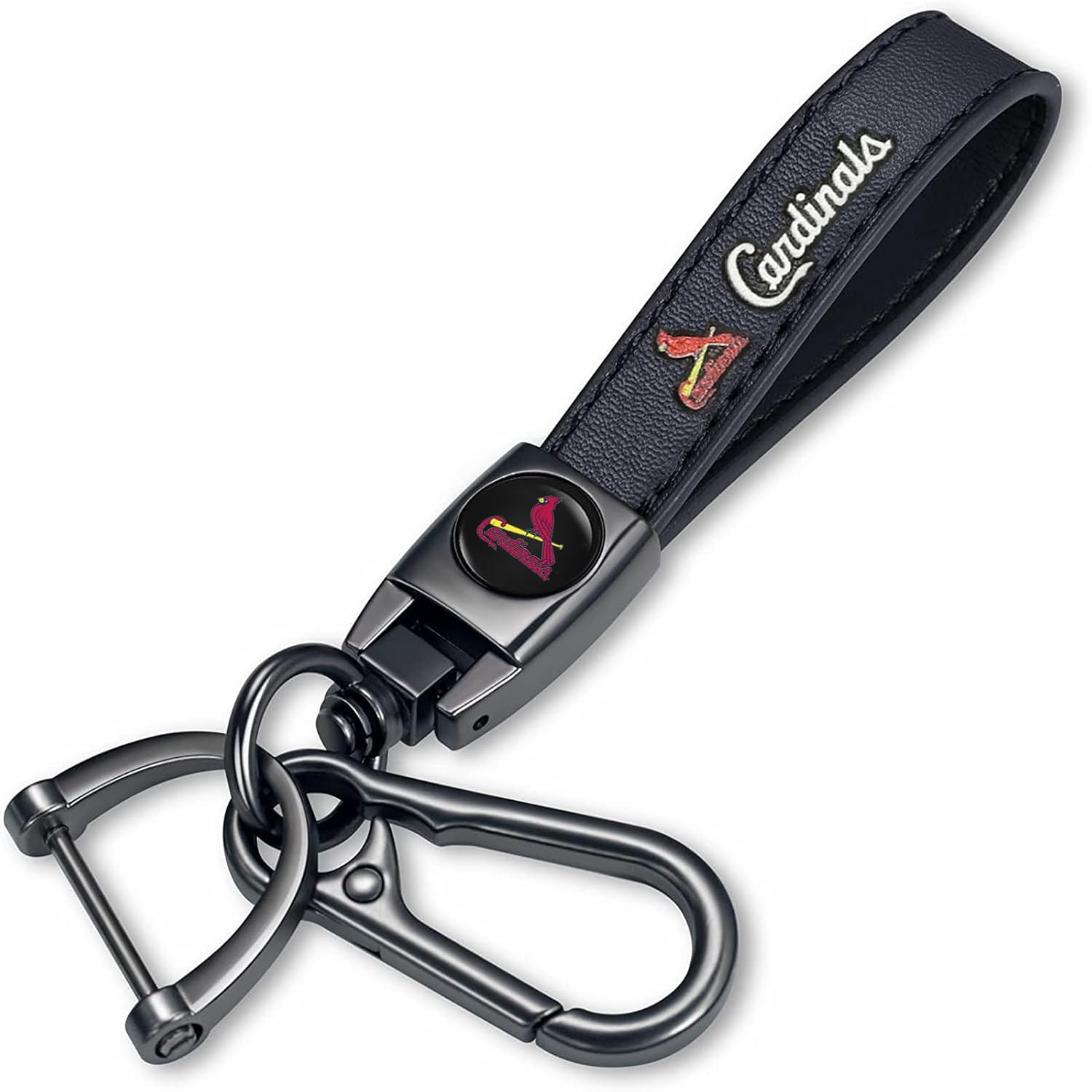 Genuine Leather Baseball Key Chain Compatible with Los Angeles Dodgers Baseball Fans Key ring Accessories Keychain Family Present for Man and Woman Black