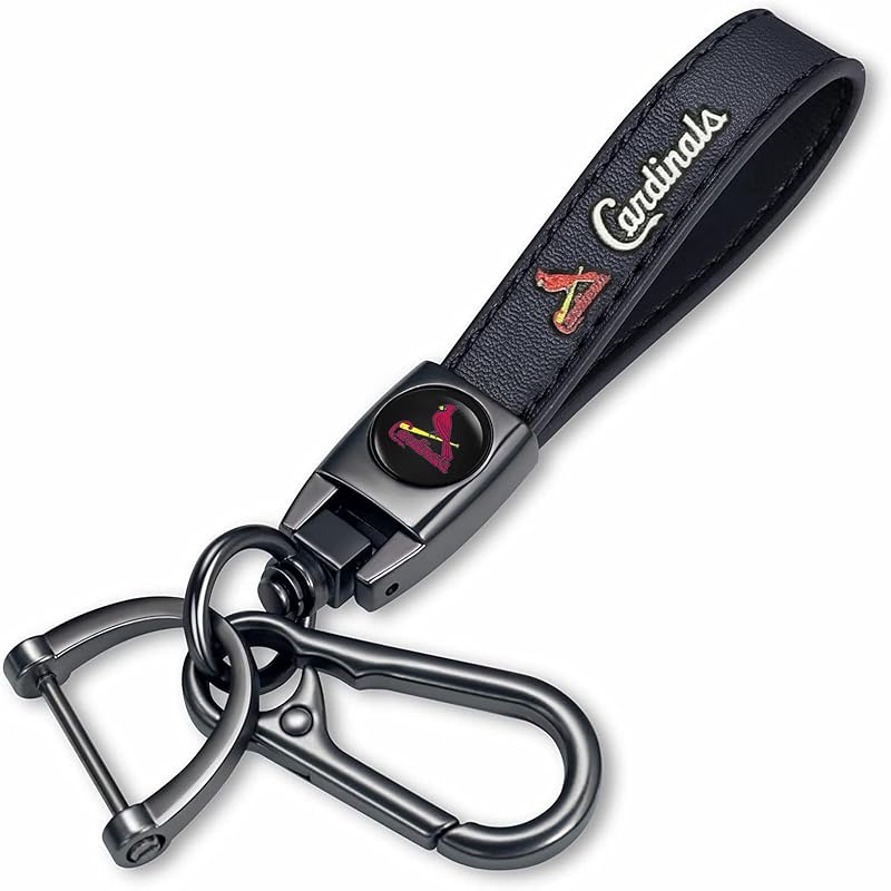 Chaveiro de couro trançado estilo bola de beisebol DEXBEXS com mosquetão giratório preto Black-05