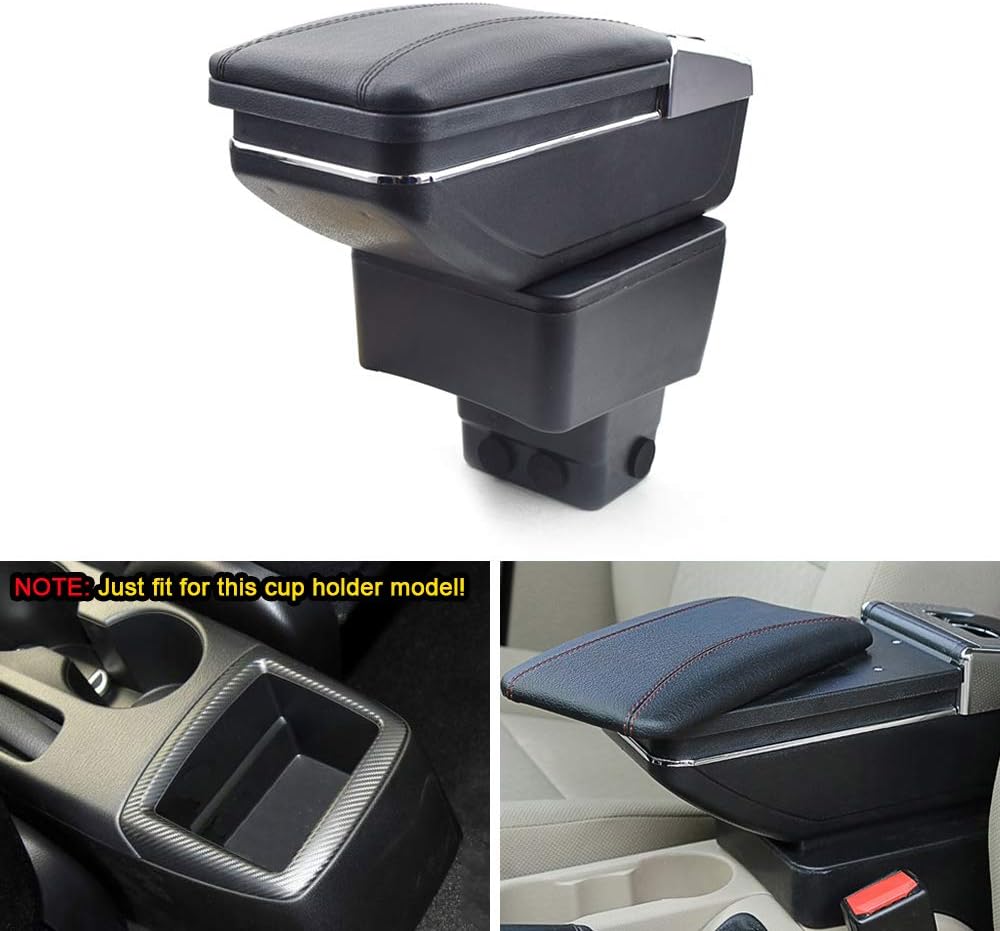 MyGone Center Console Armrest Box for 2014-2019 Mazda CX-3 CX 3 CX3, Car Interior Accessories Leather Arm Rest Organizer with Adjustable Cup Holder Removable Ashtray Black