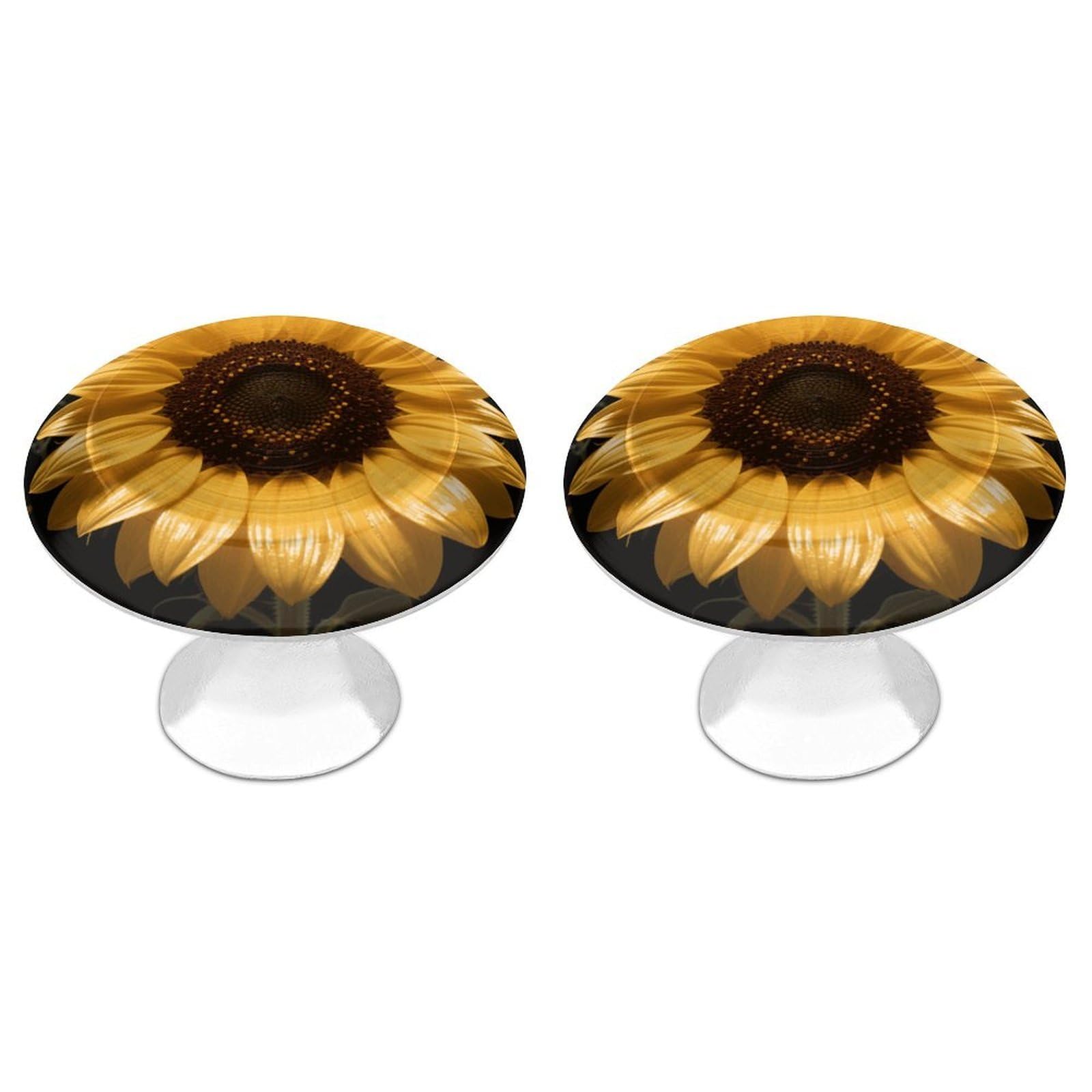 Fodpand White 2 Pack Cabinet Knobs 1.1 Inch Single Hole Drawer Pulls Handles Decorative Rustic Sunflower Furniture Knobs For Dresser Kitchen Bathroom Cupboard Wardrobe Vanity Closet Door Hardware